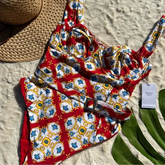 COPY - WeWoreWhat Vintage Danielle Belted One Piece Swimsuit - Picture 2 of 14